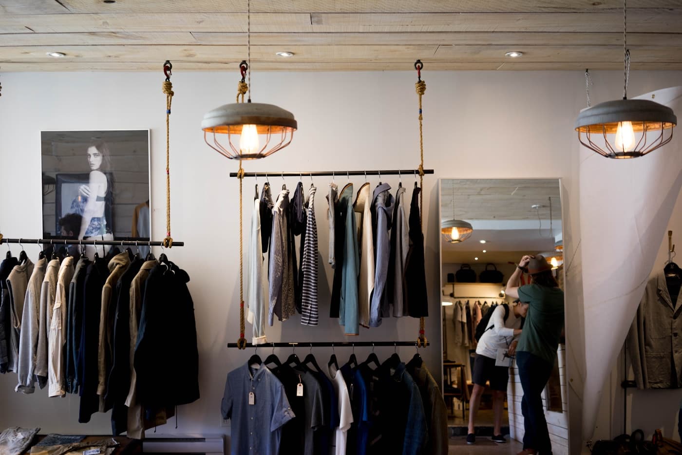 Clothing rail in a bright boutique