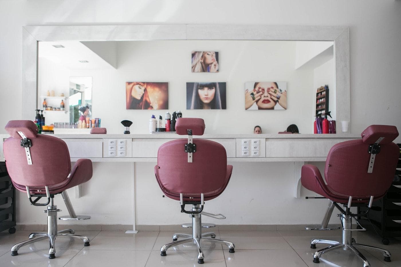Salon chairs and mirrors in a hair salon, a typical Al Barsha neighbourhood business